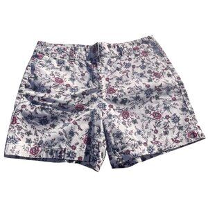 Loft Outlet Mid Rise Floral Cream Chino Shorts Casual Women's Size 8